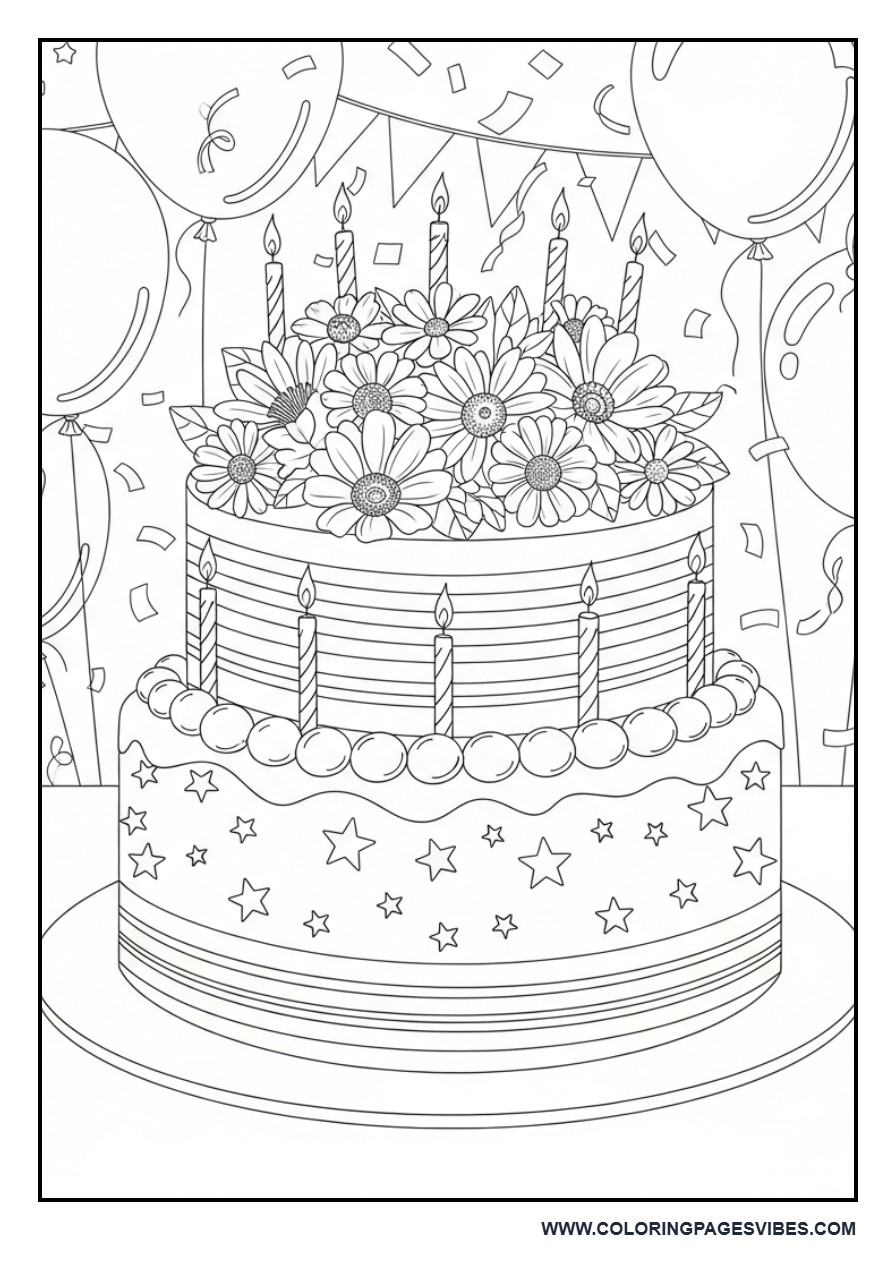 Birthday Flower Cake Decoration