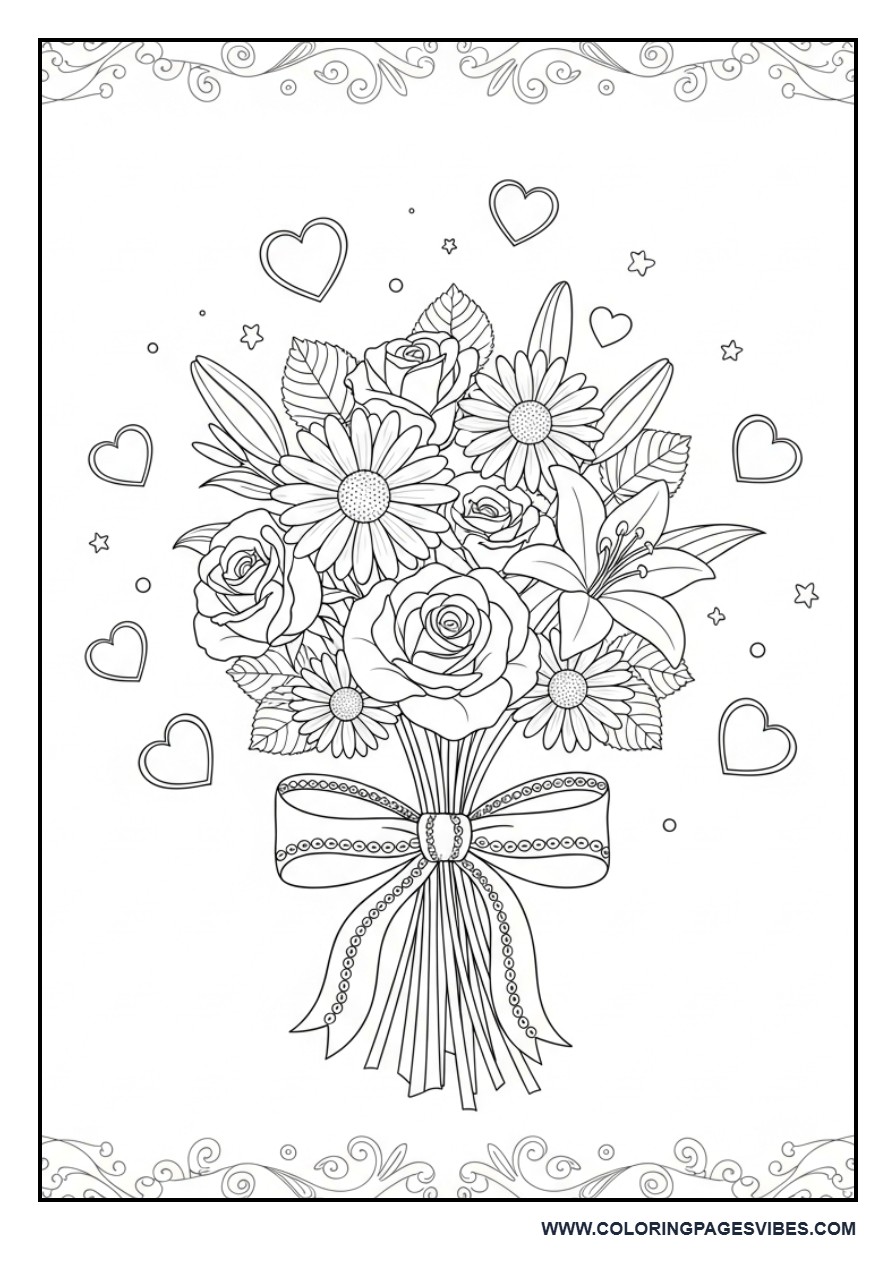 Floral Bouquet with Ribbon