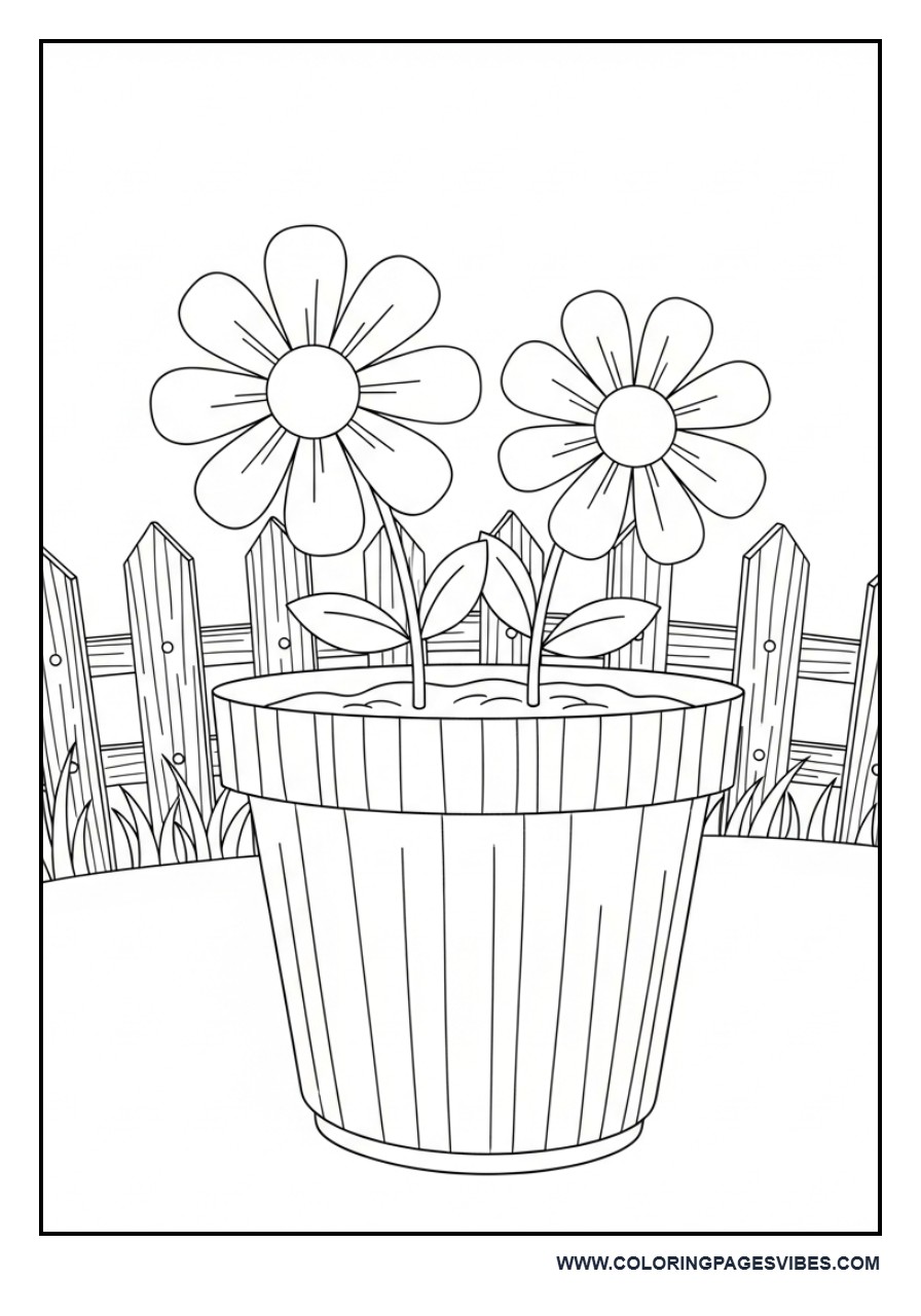 Flower Pot with Garden Background
