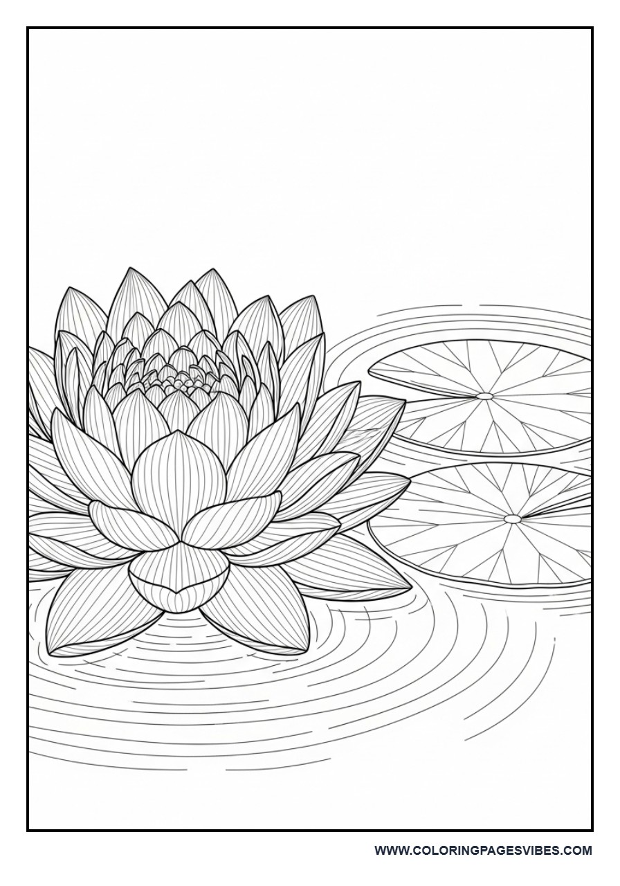 Lotus with Water Ripples and Leaves