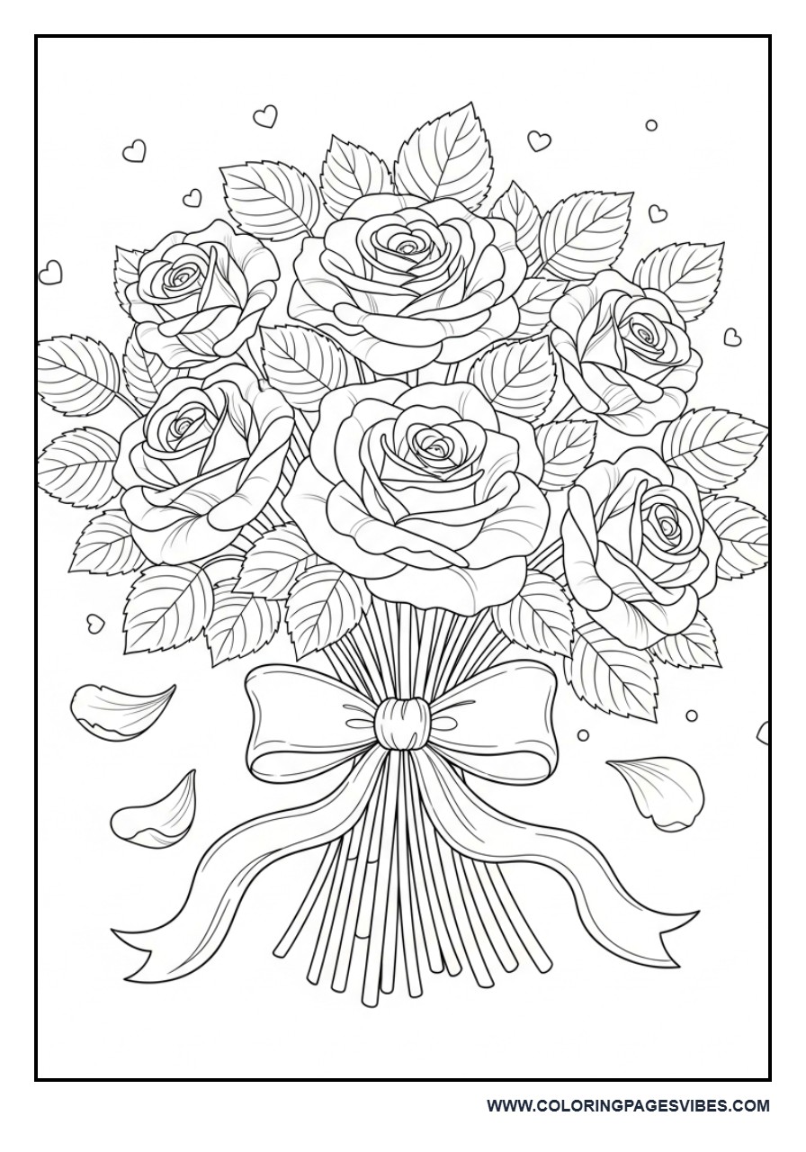 Rose Bouquet with Ribbon