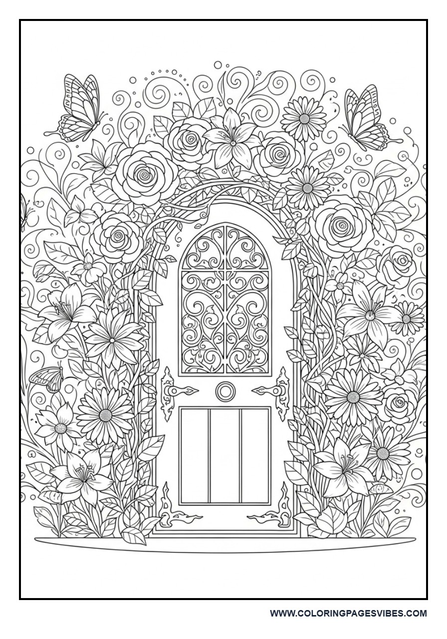 Secret Garden Door with Flowers