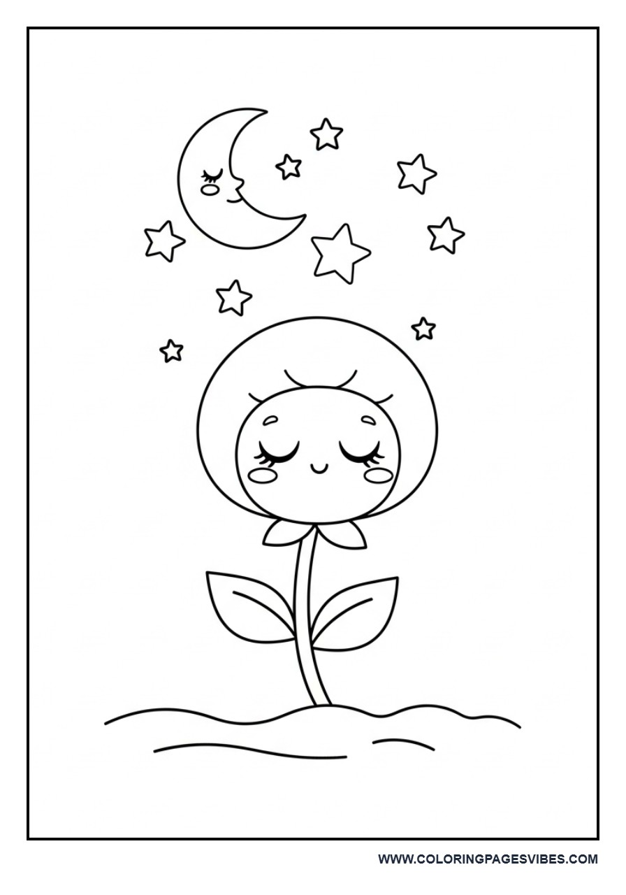 Sleepy Flower Night Scene