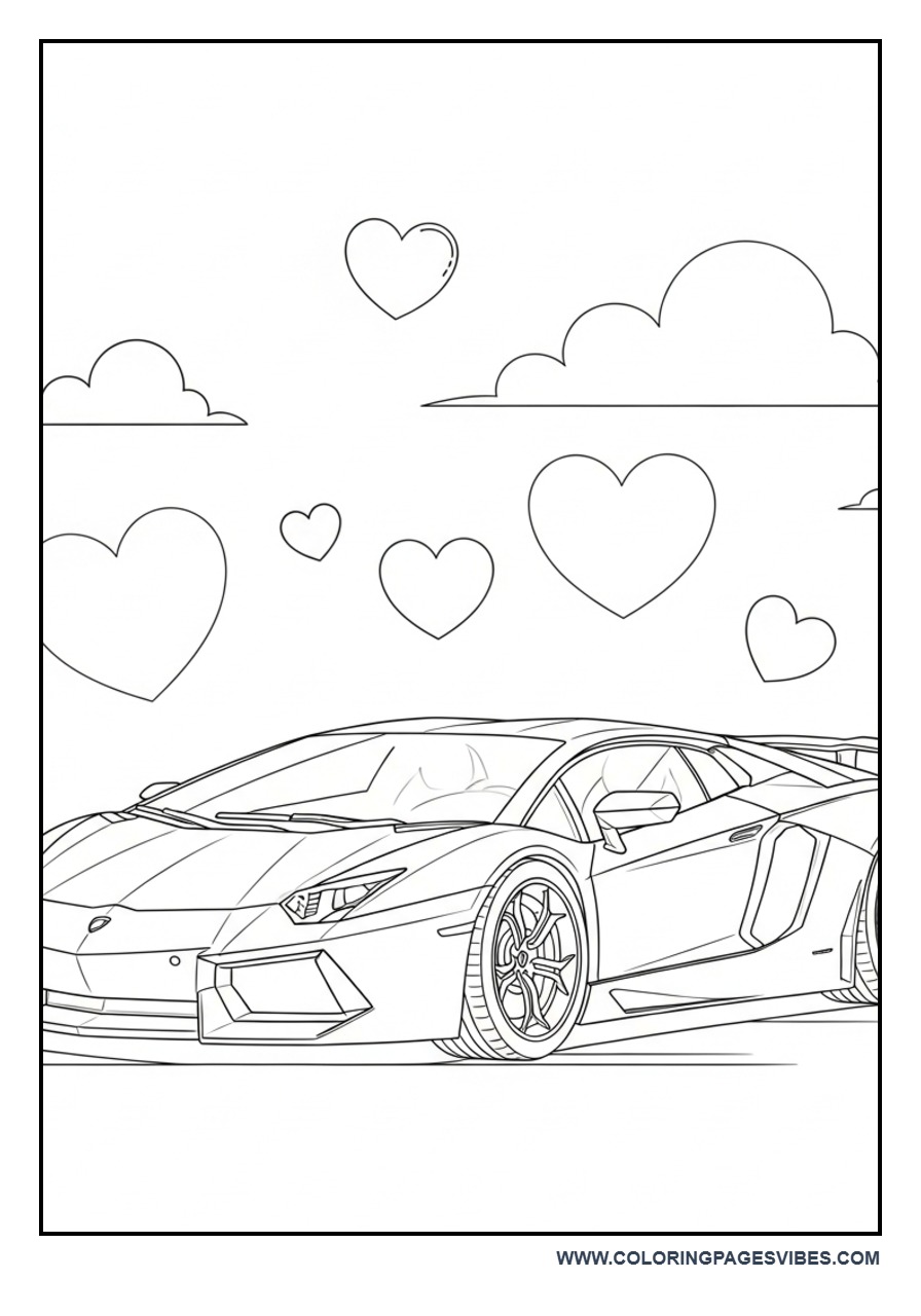 Cute Chibi Lamborghini with Hearts