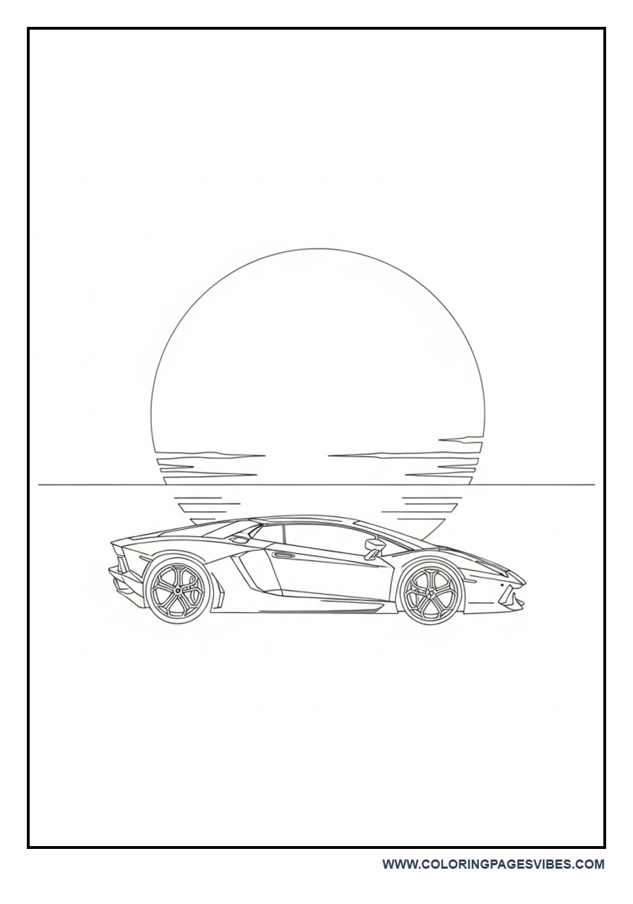 Lamborghini at Sunset Scene
