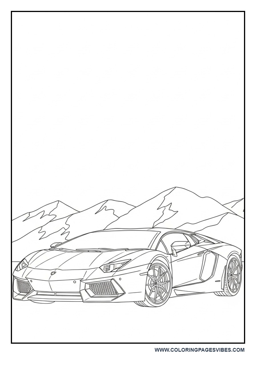 Lamborghini Aventador with Mountains