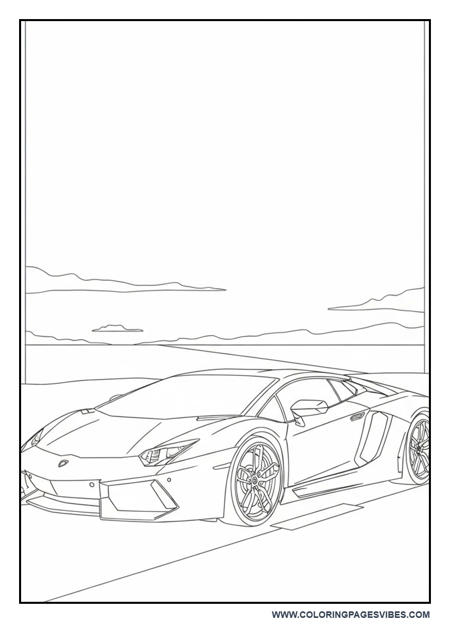 Lamborghini Coloring Page with Big Bold Outline