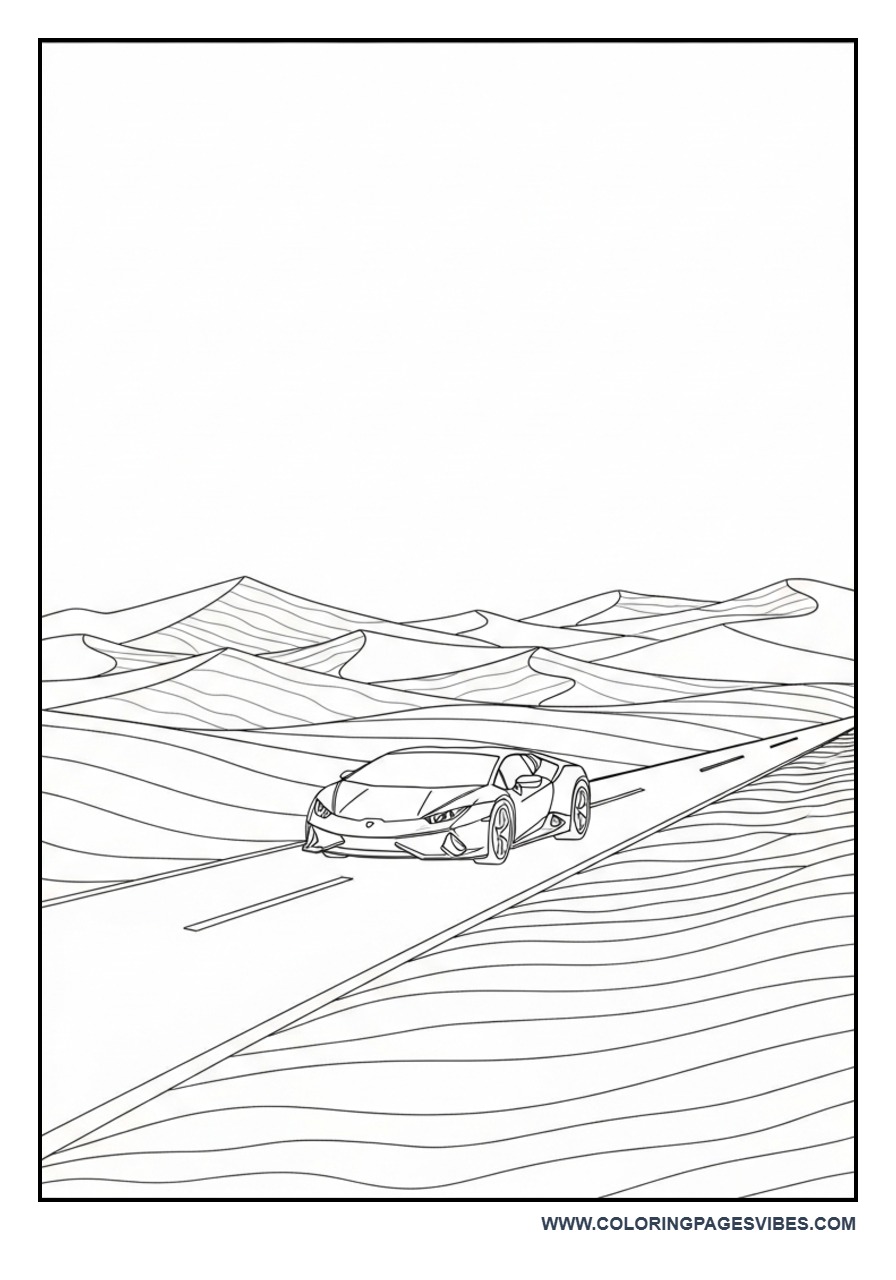 Lamborghini in Desert Road Scene