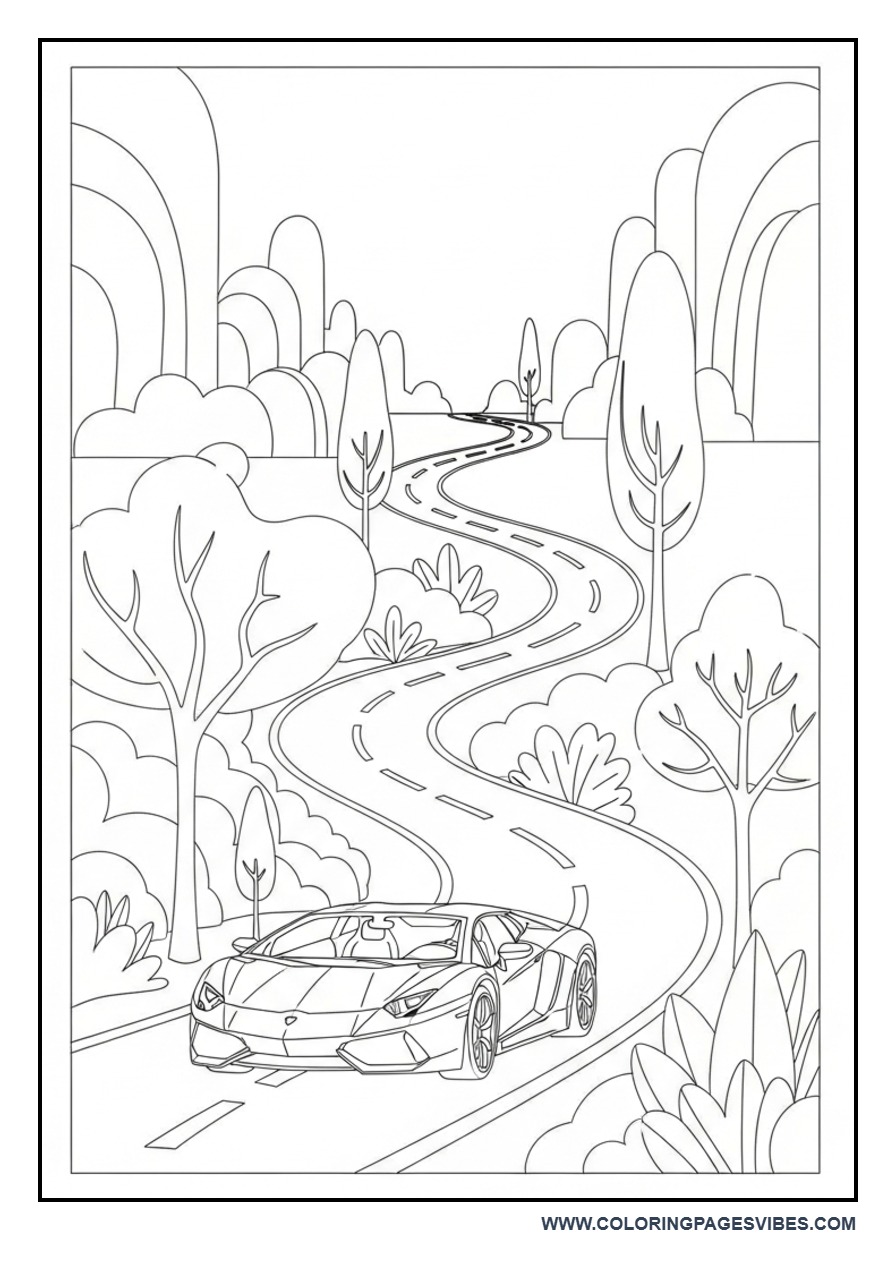 Lamborghini in Fantasy Road Scene