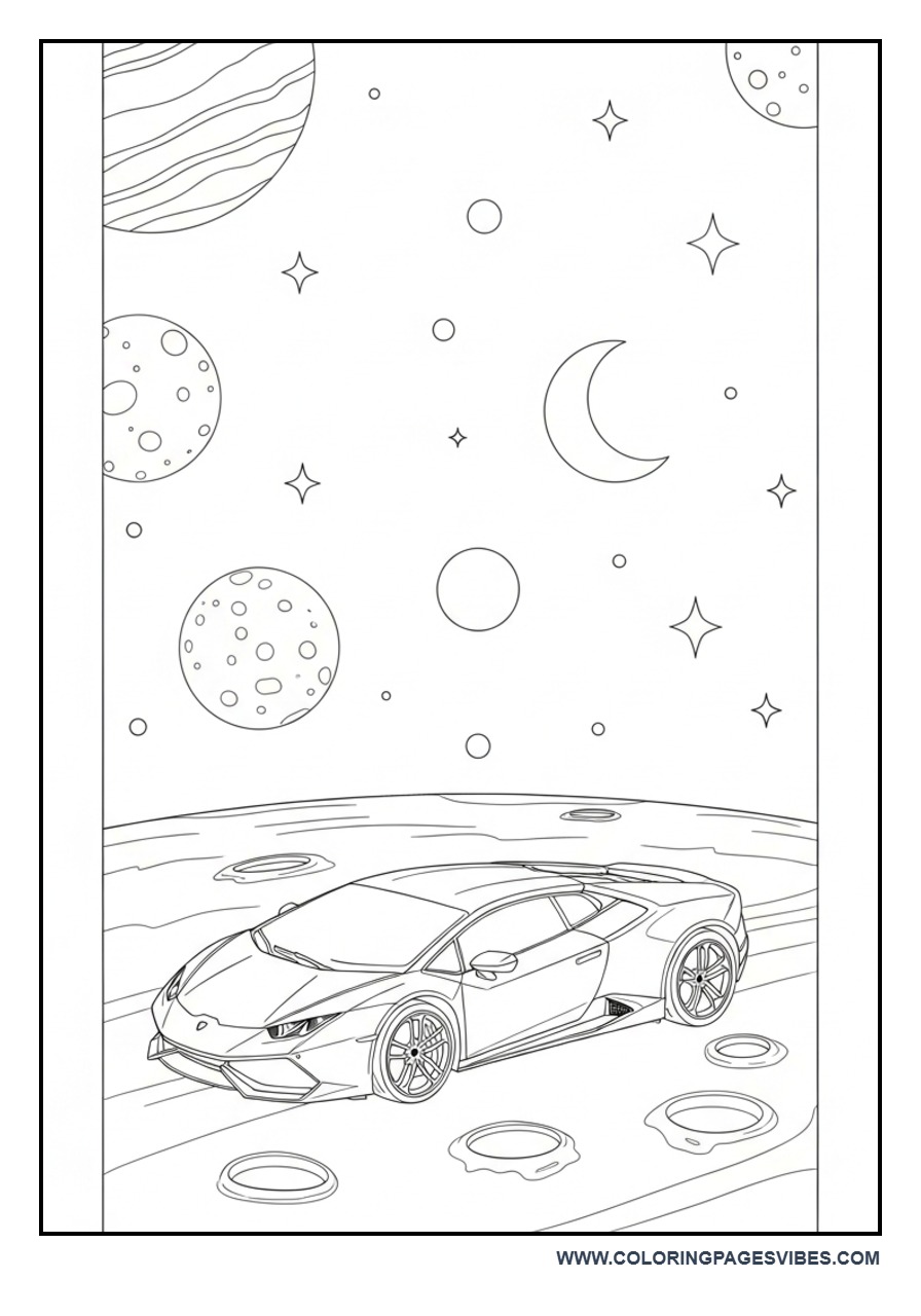 Lamborghini in Space Theme