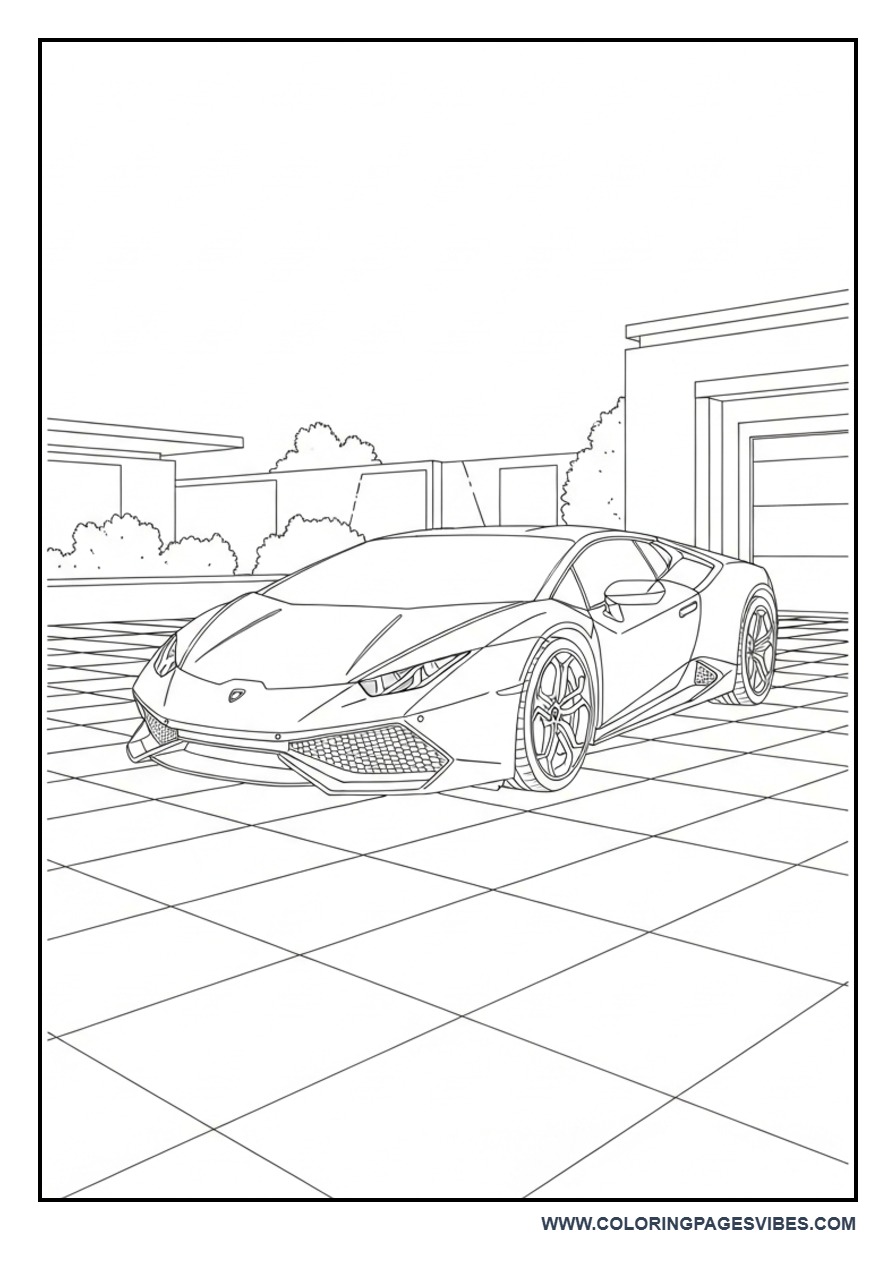 Lamborghini Parked in Open Luxury Driveway