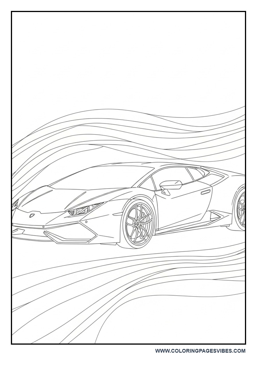 Lamborghini with Abstract Wave Background