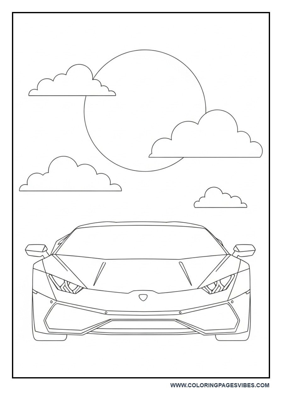 Lamborghini with Clouds and Sun
