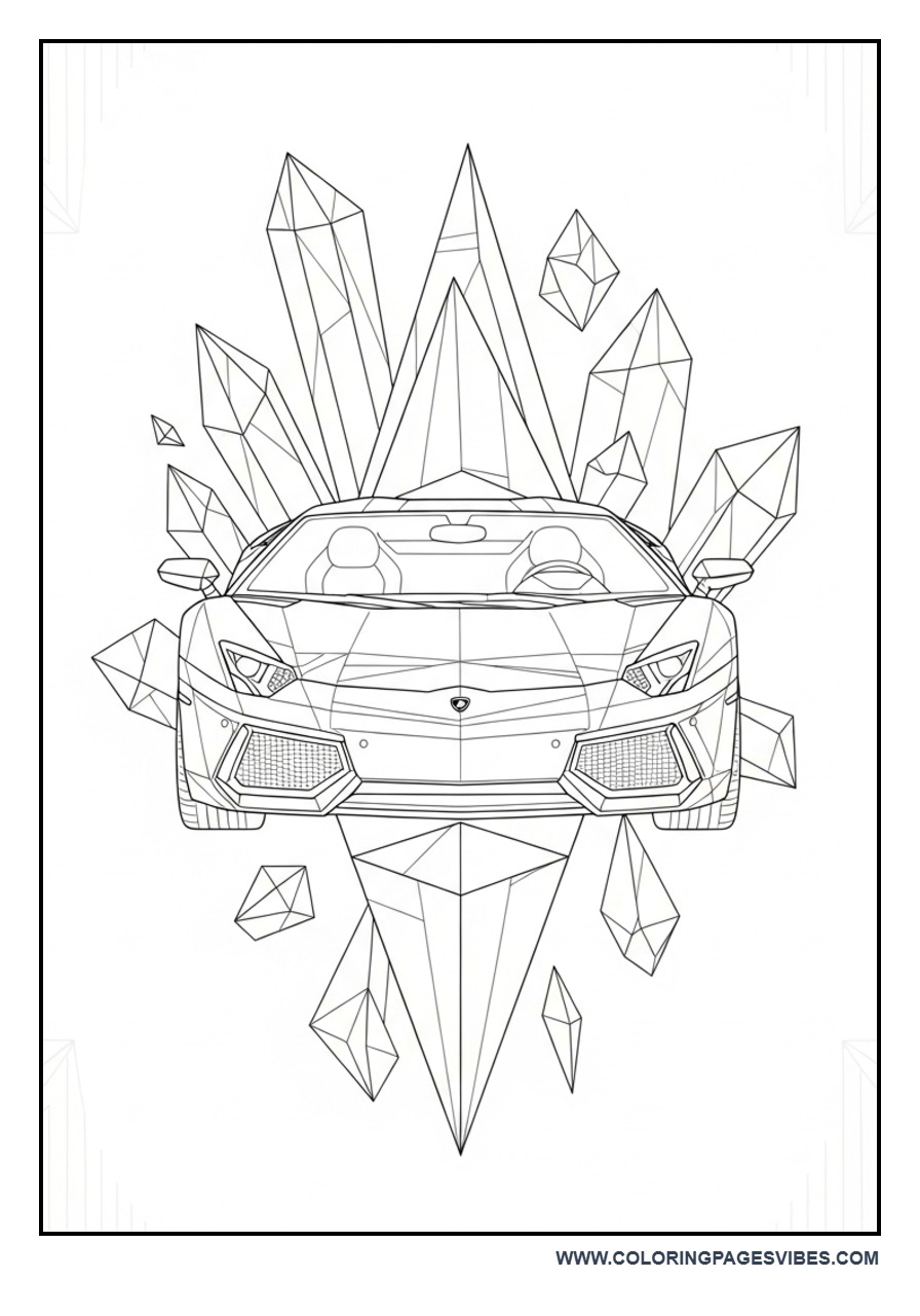 Lamborghini with Crystal Shapes