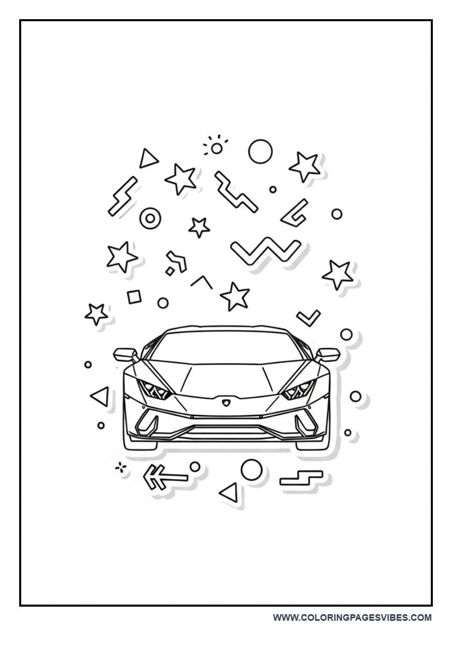 Lamborghini with Fun Sticker Style Elements