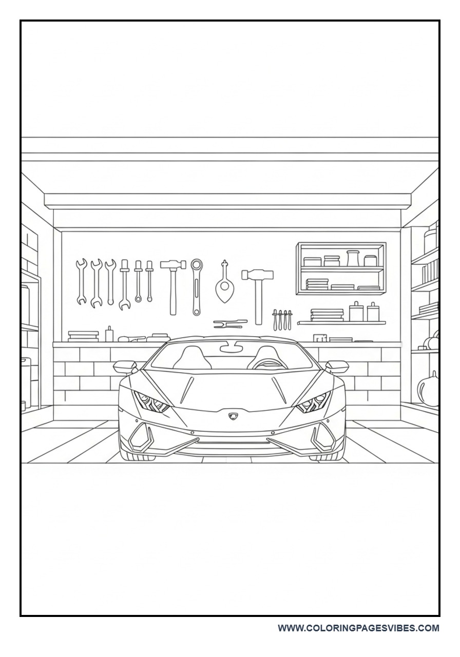 Lamborghini with Garage Scene
