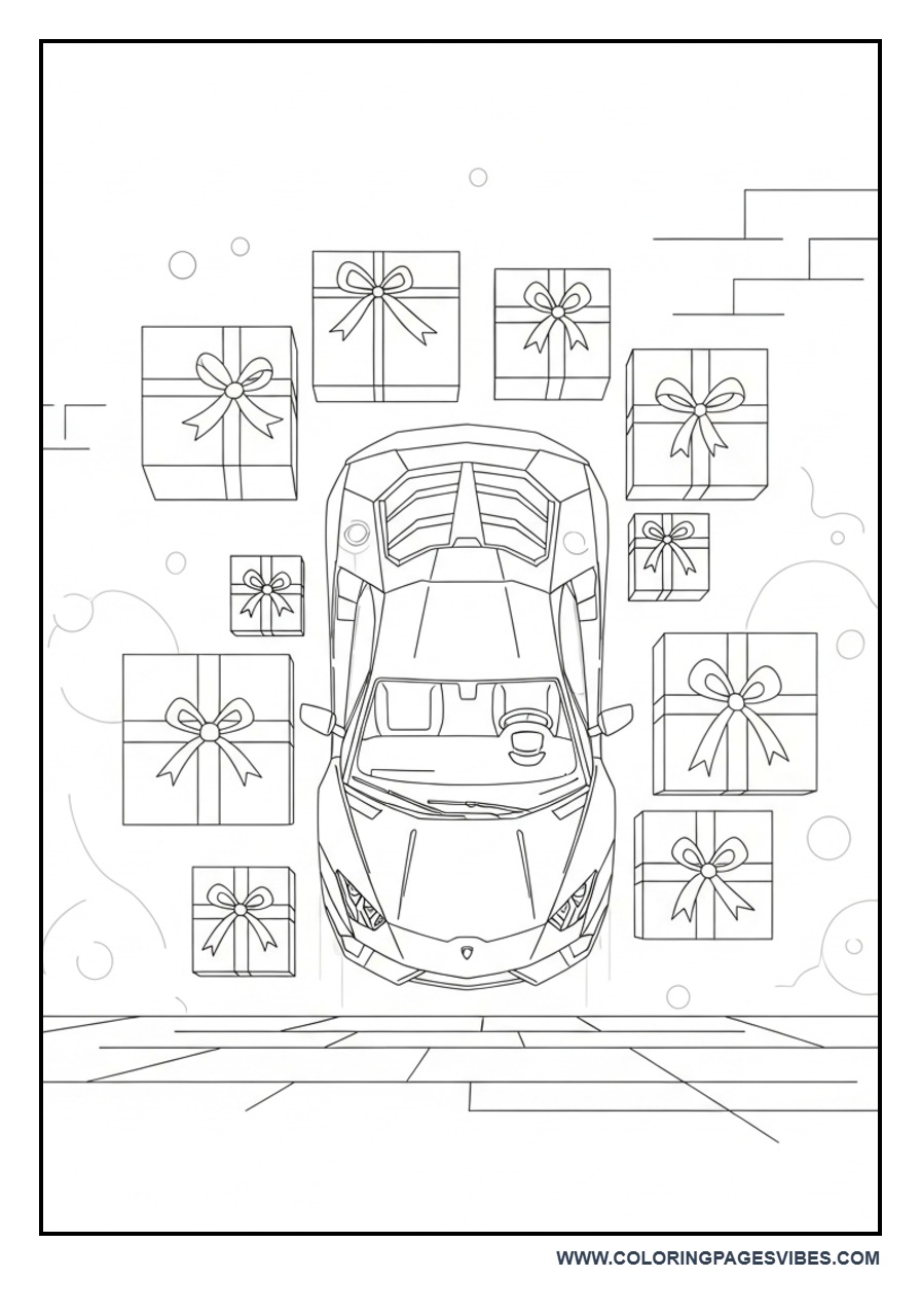 Lamborghini with Gift Boxes
