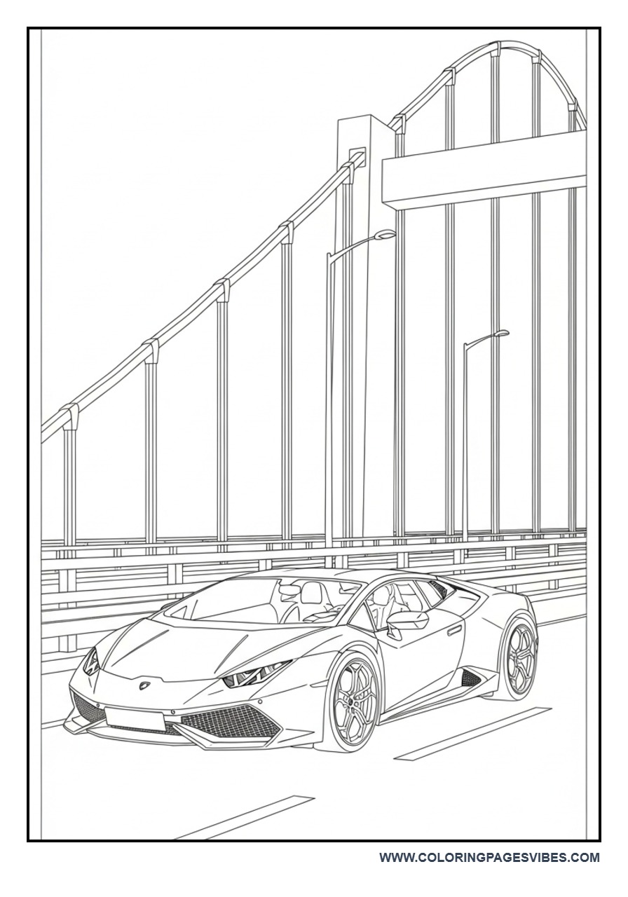 Lamborghini with Modern City Bridge