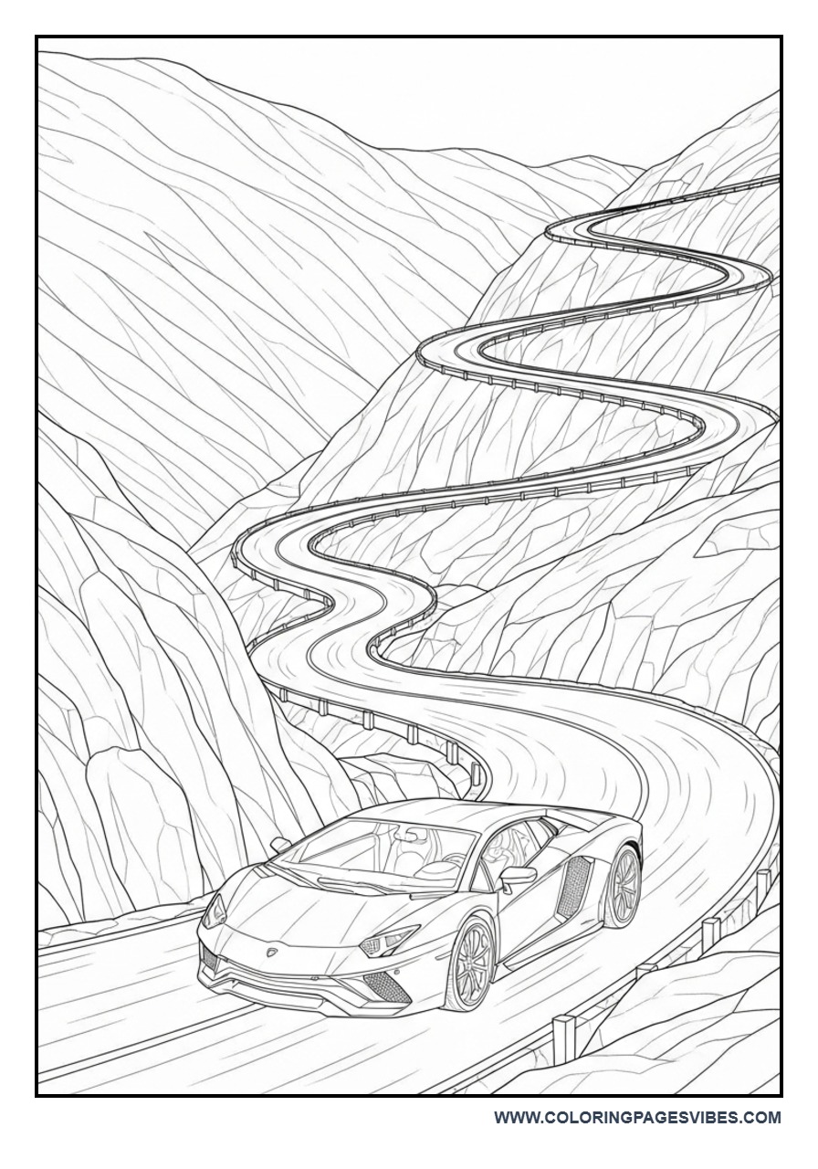 Lamborghini with Mountain Road Detail