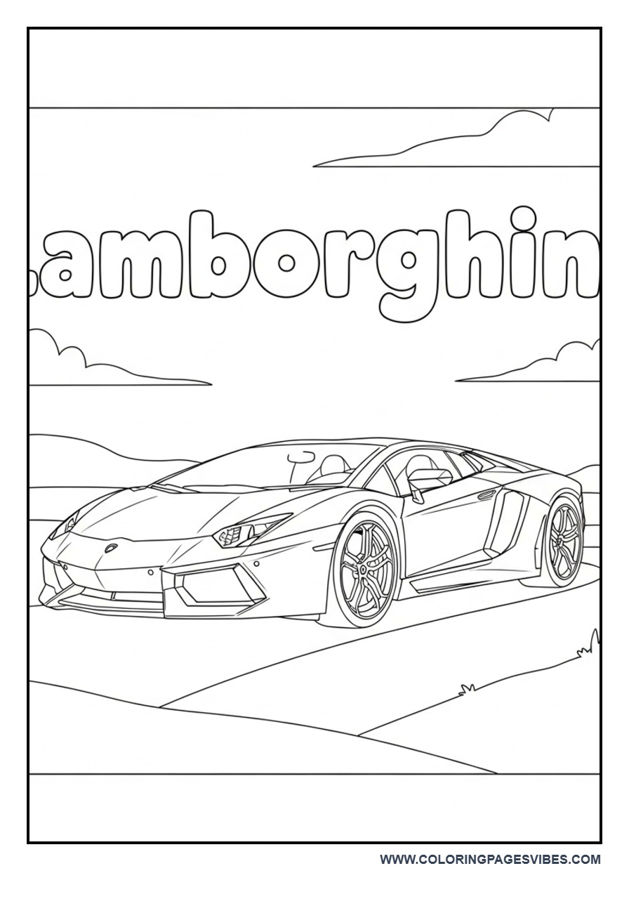 Lamborghini with Name Text Outline