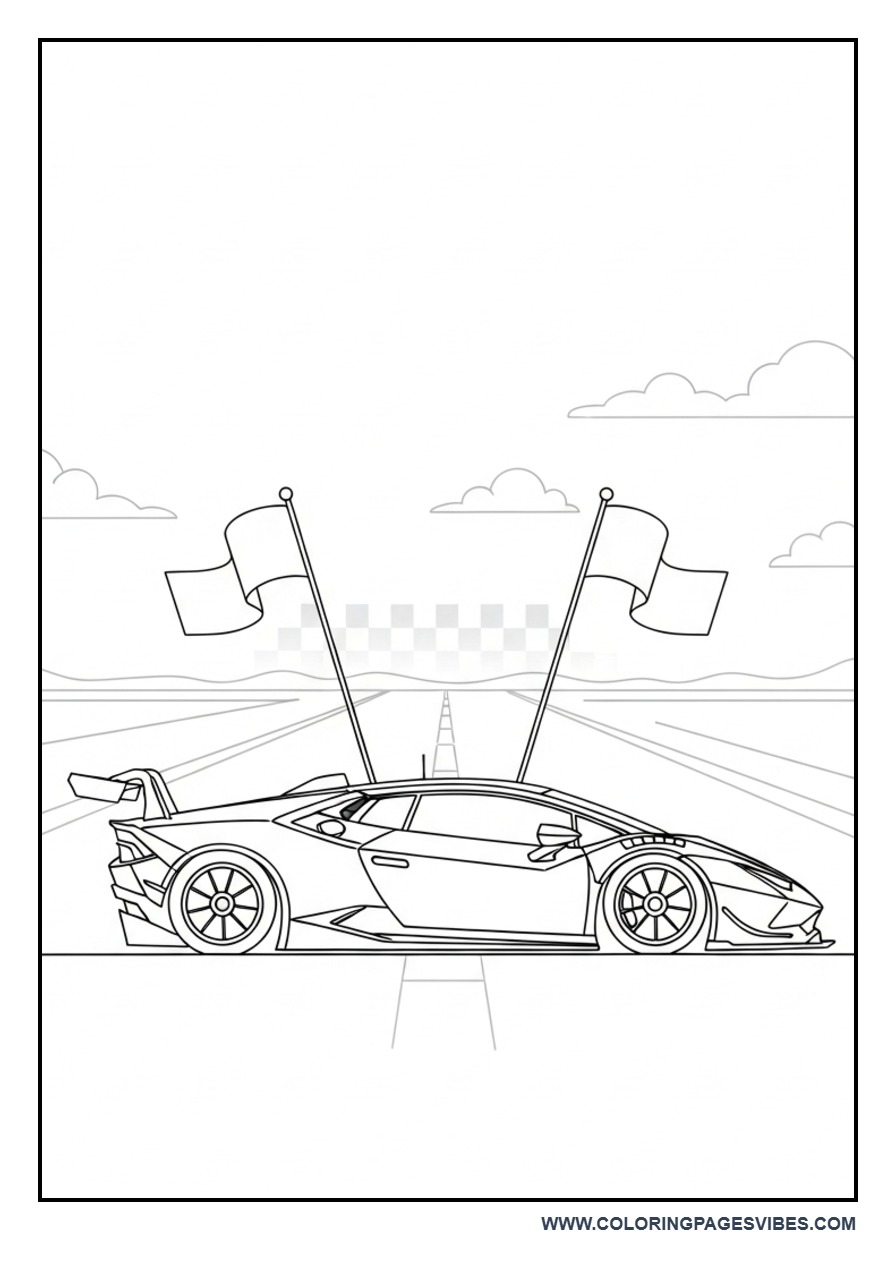 Lamborghini with Racing Flags