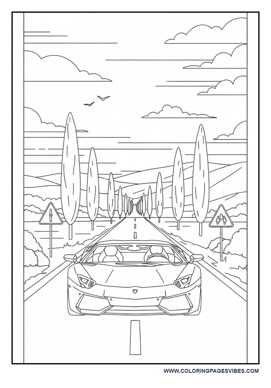 Lamborghini with Road Trip Theme