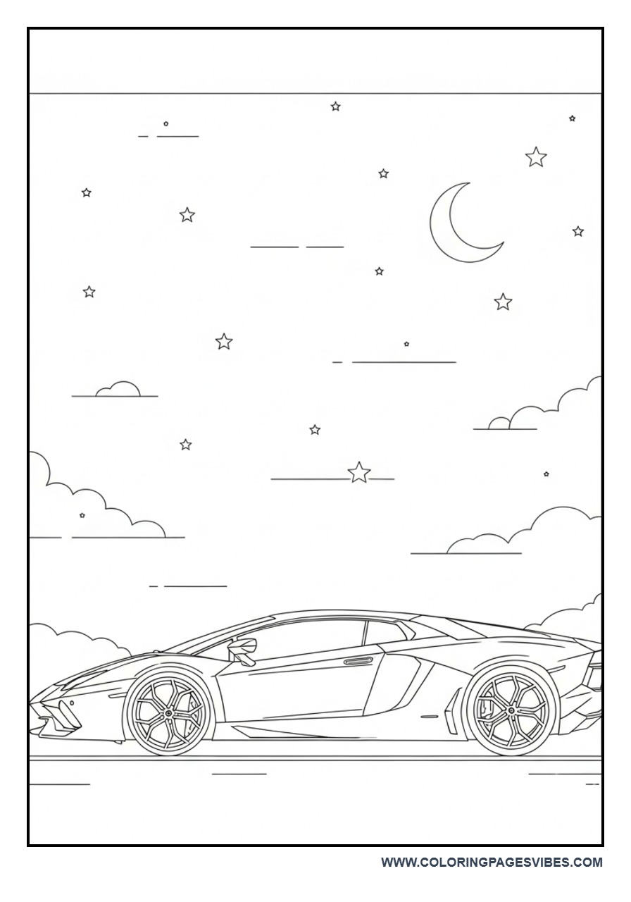 Lamborghini with Stars and Sky