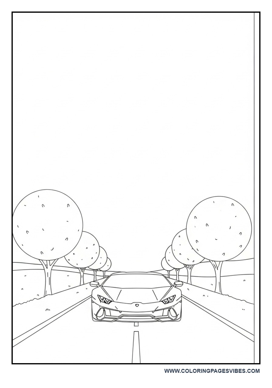 Lamborghini with Trees and Road
