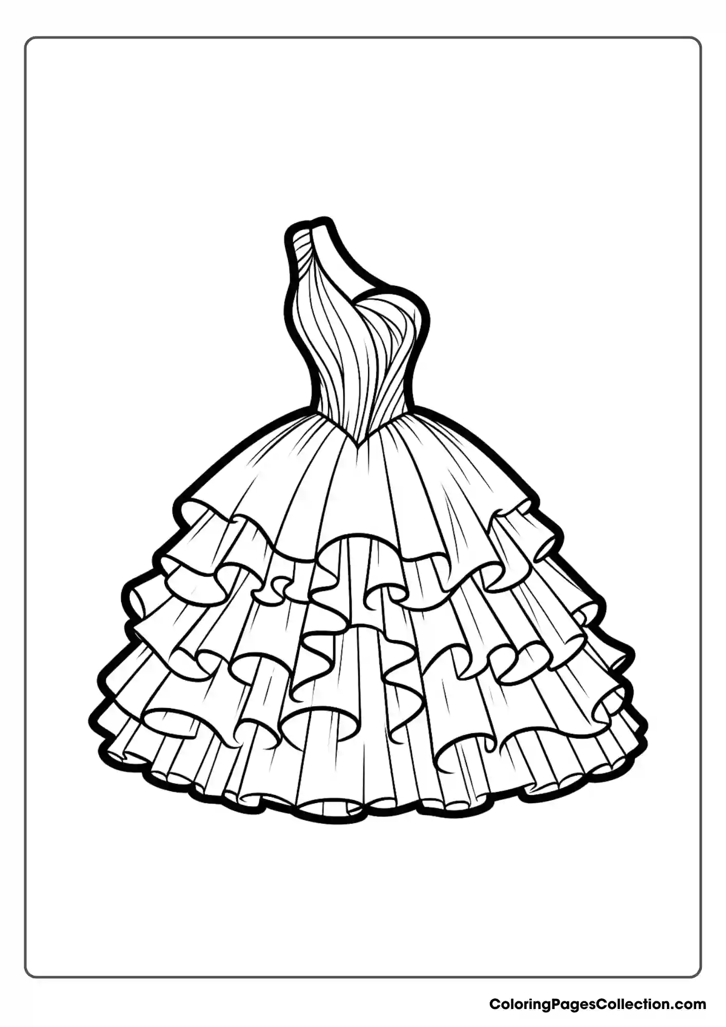 A One-shoulder Princess Dress With A Fitted Silhouette And A Cascading Ruffle