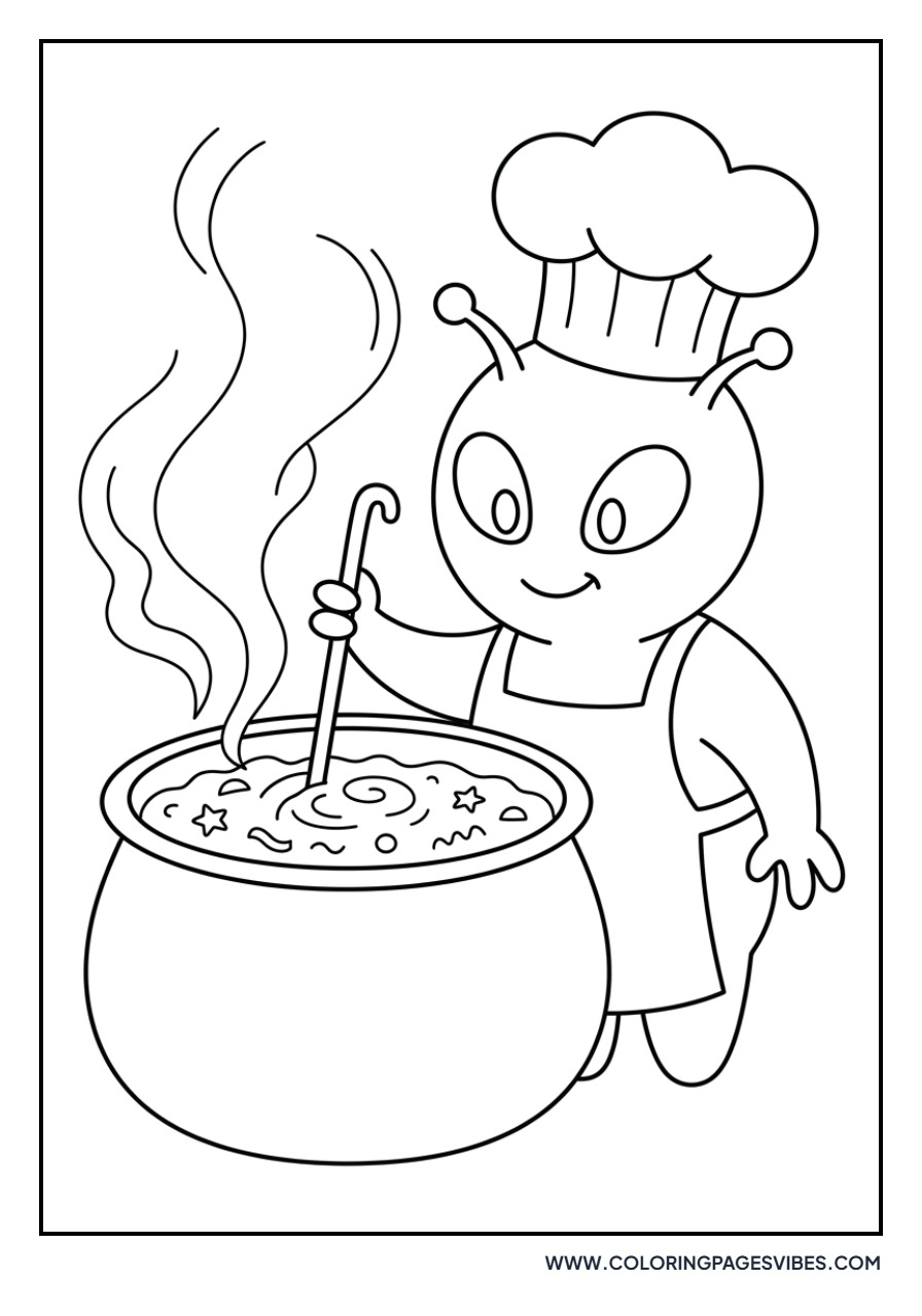 Alien Chef Cooking Soup