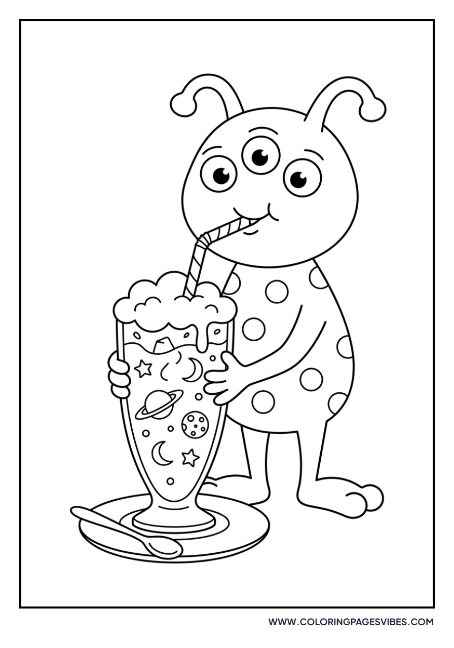 Alien Drinking a Galaxy Shake