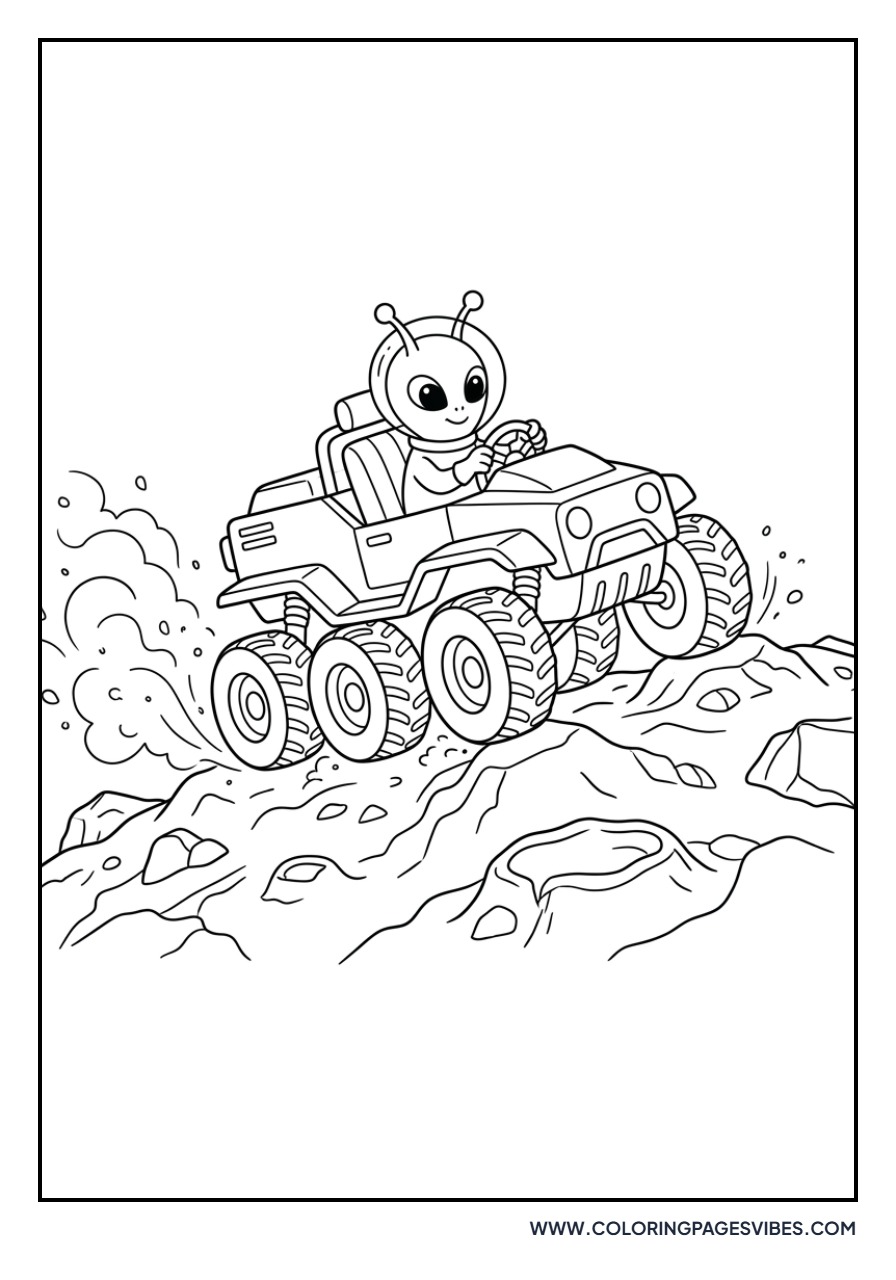 Alien Driving a Space Rover