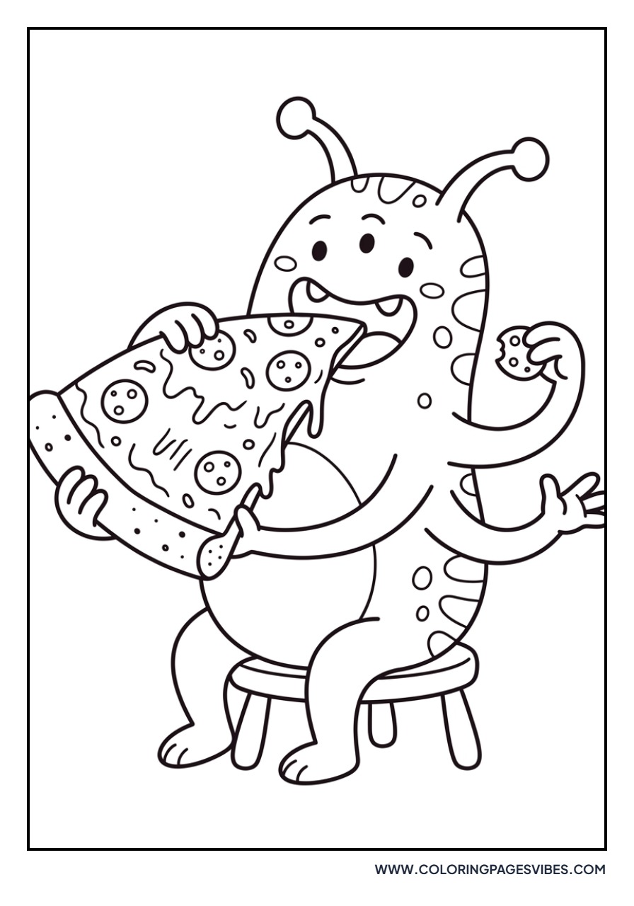 Alien Eating Space Pizza