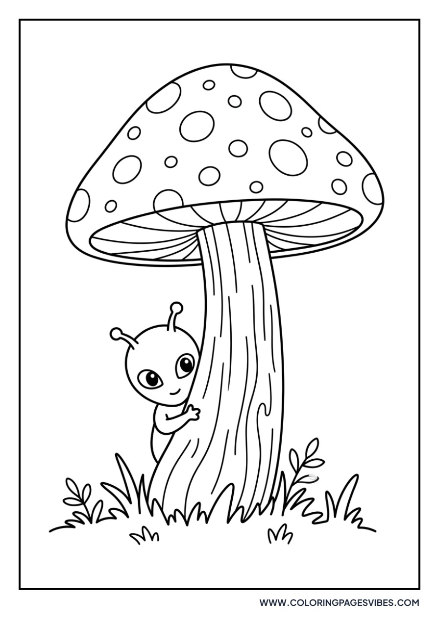 Alien Hiding Under a Mushroom