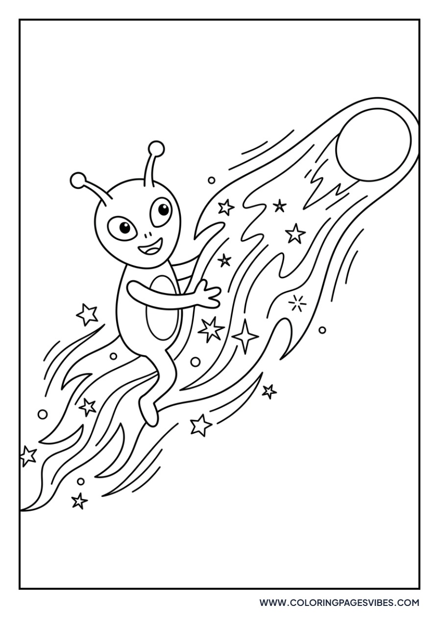 Alien Riding a Comet