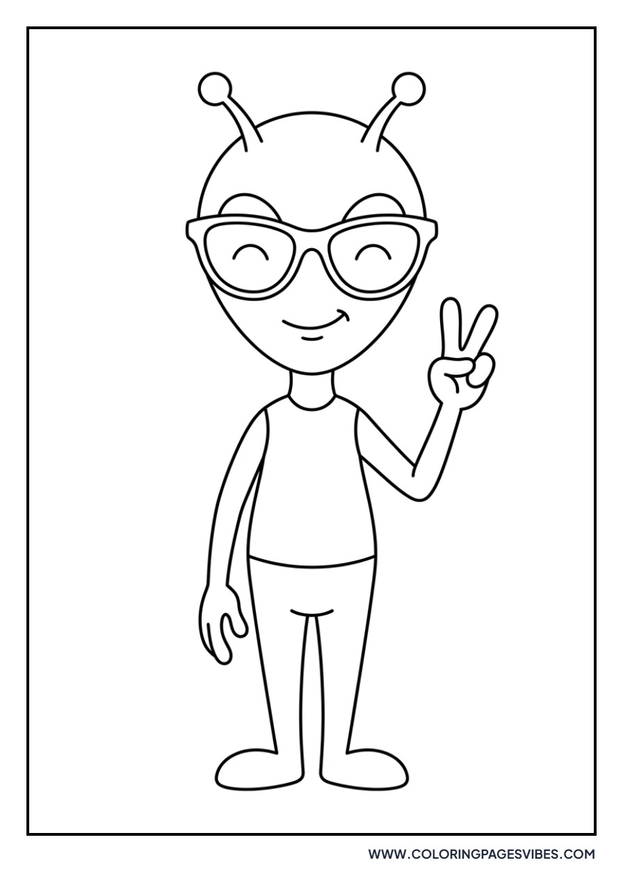 Alien Saying Peace Sign
