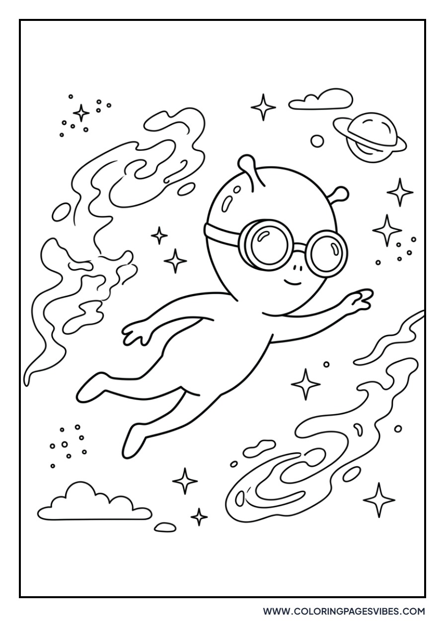 Alien Swimming in Space