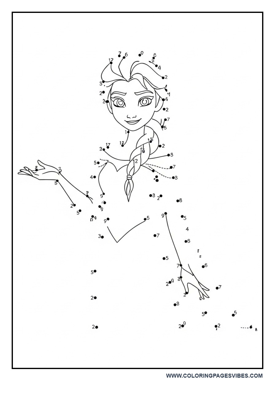 Elsa Dot-to-Dot Outline