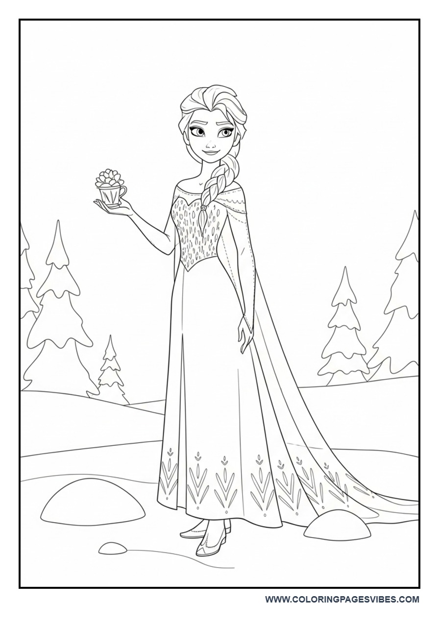 Elsa in Snowy Ground Scene