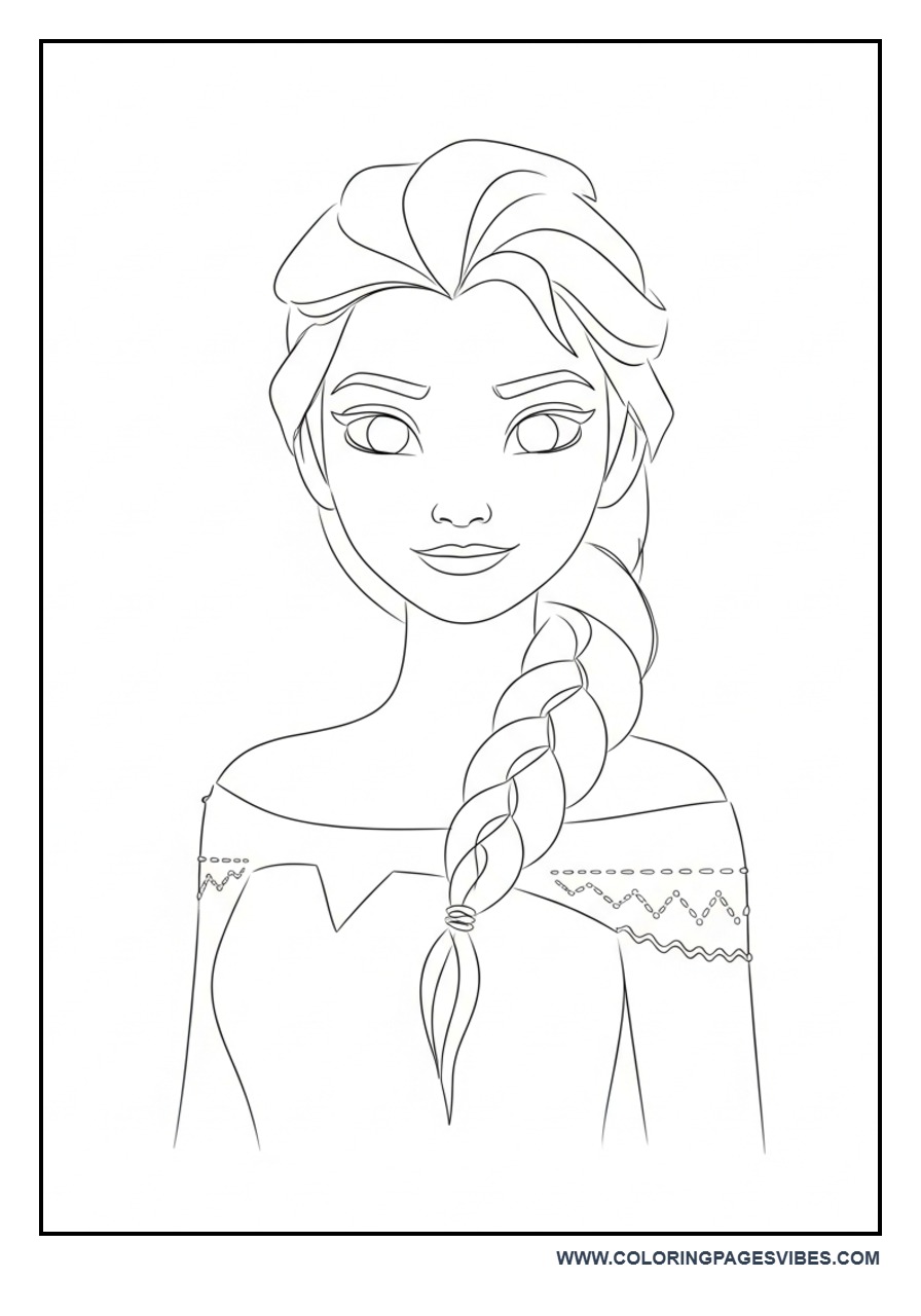 Elsa Minimal Line Art Style