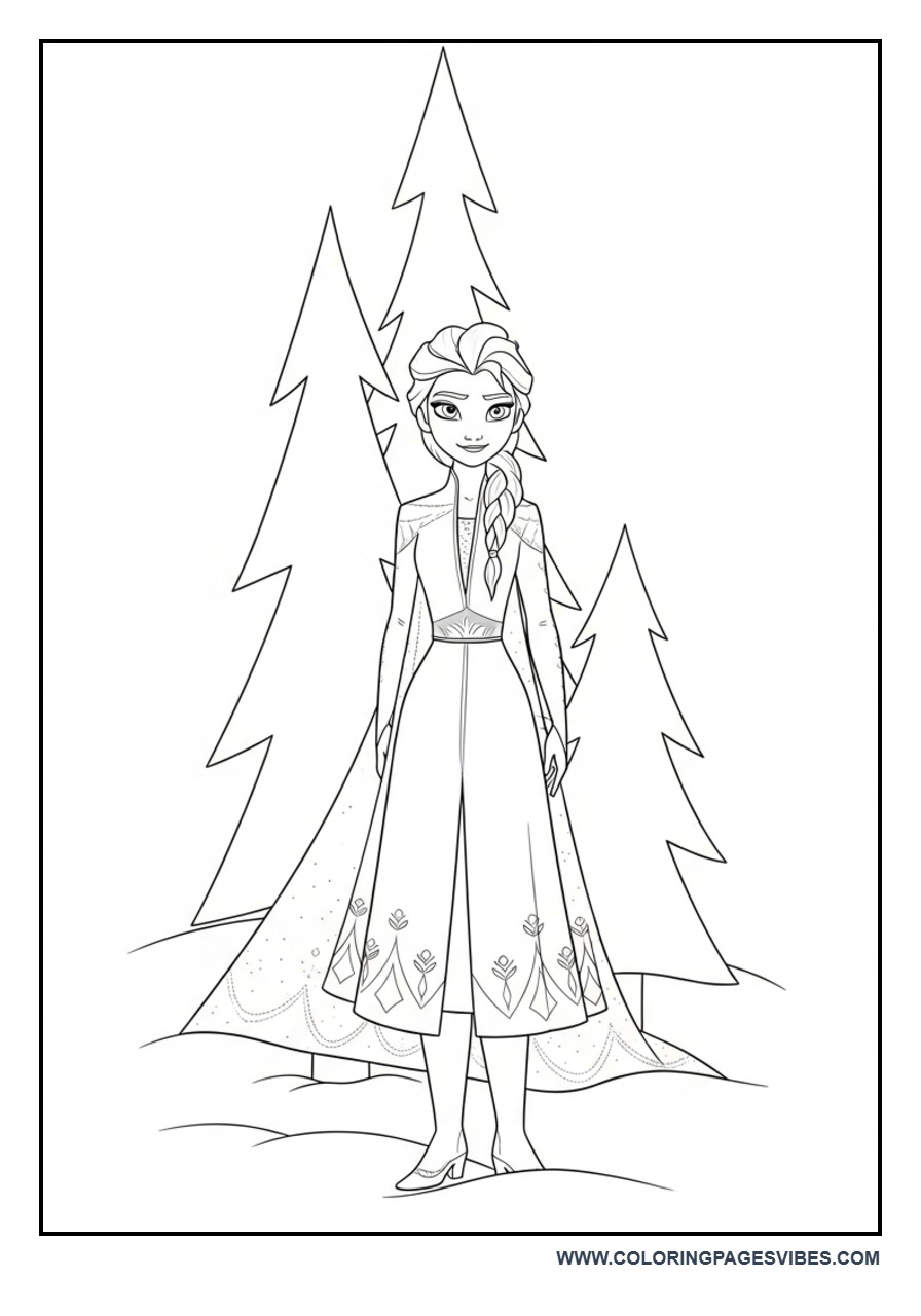 Elsa Near Simple Winter Trees