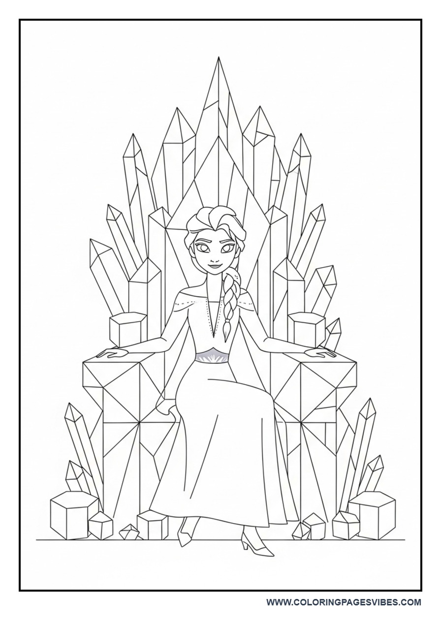 Elsa Sitting on Ice Throne