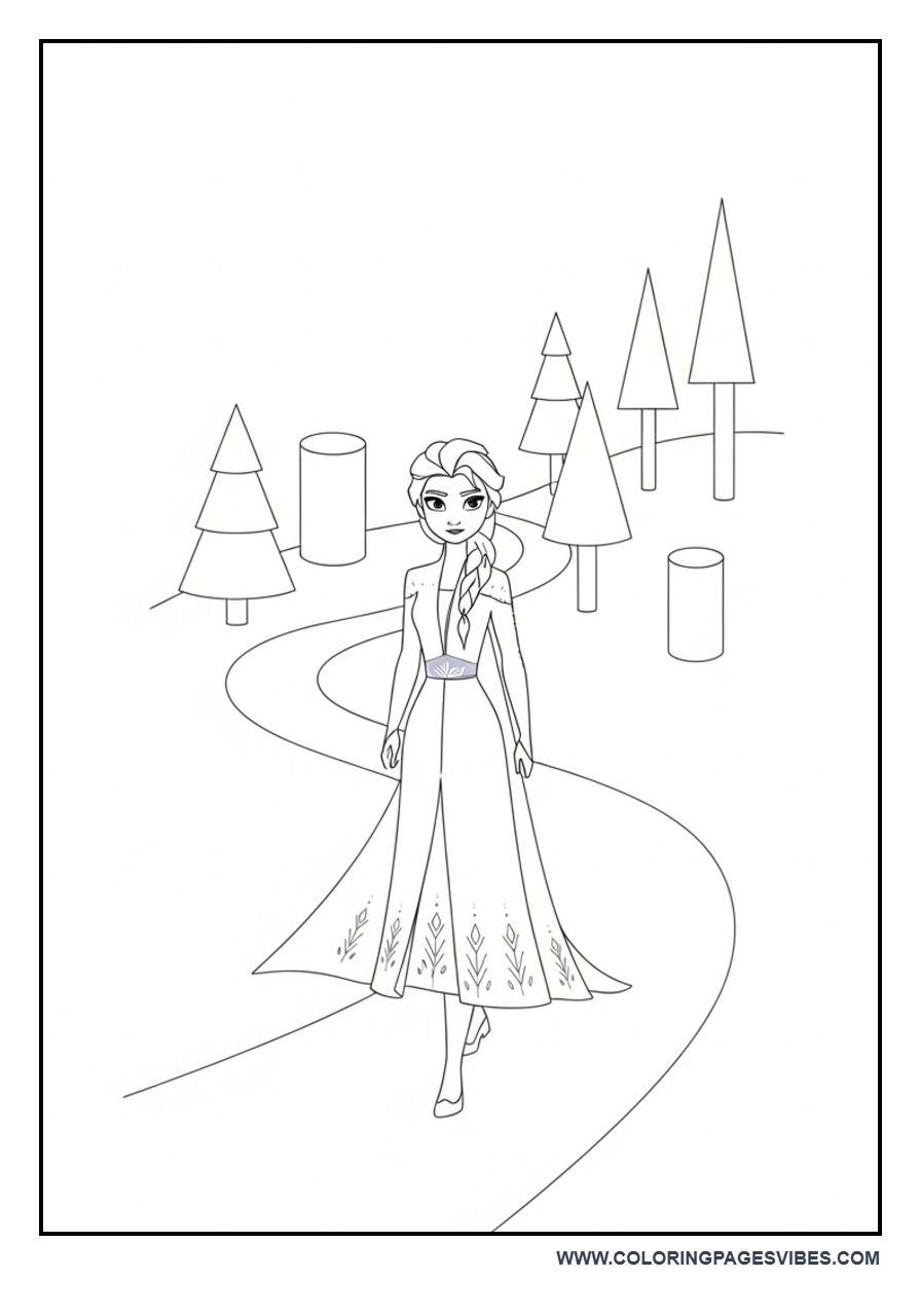 Elsa Walking in Snow Path