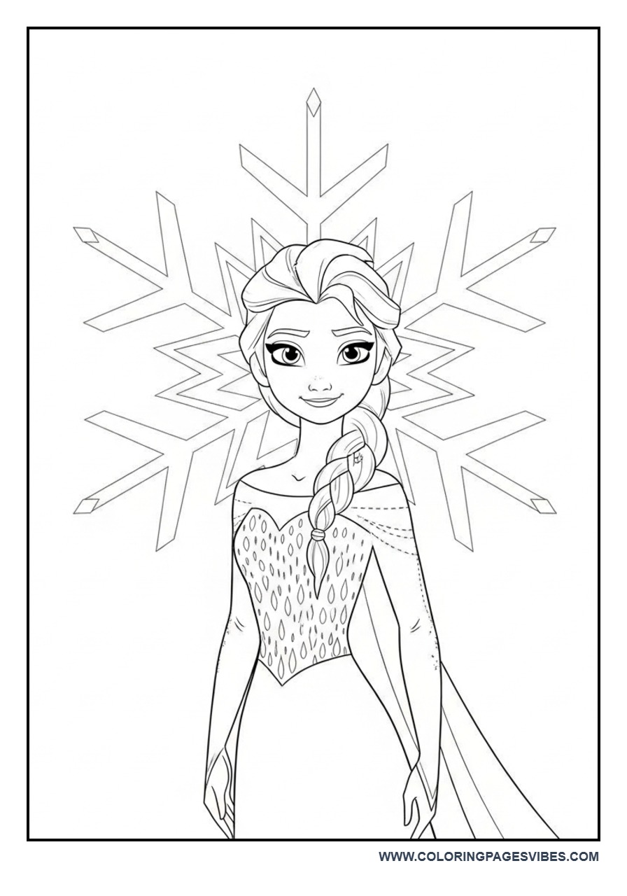 Elsa with Big Snowflake Background