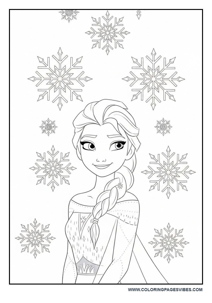 Elsa with Floating Snowflakes