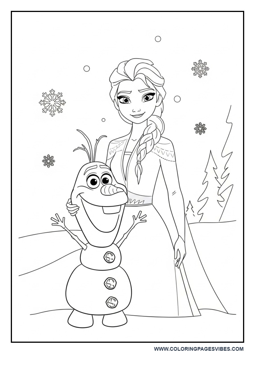 Elsa with Olaf in Snow