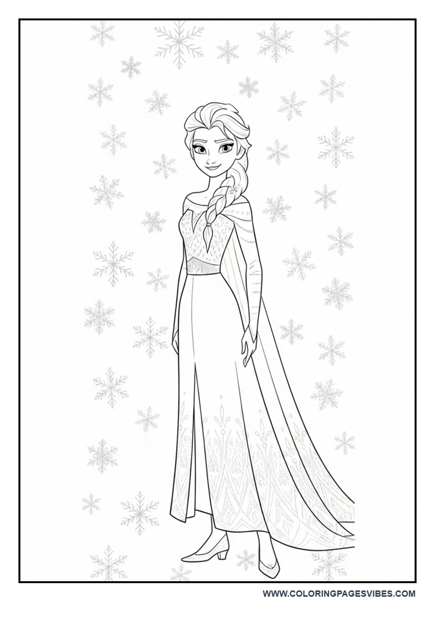 Elsa with Snowflake Rain Pattern