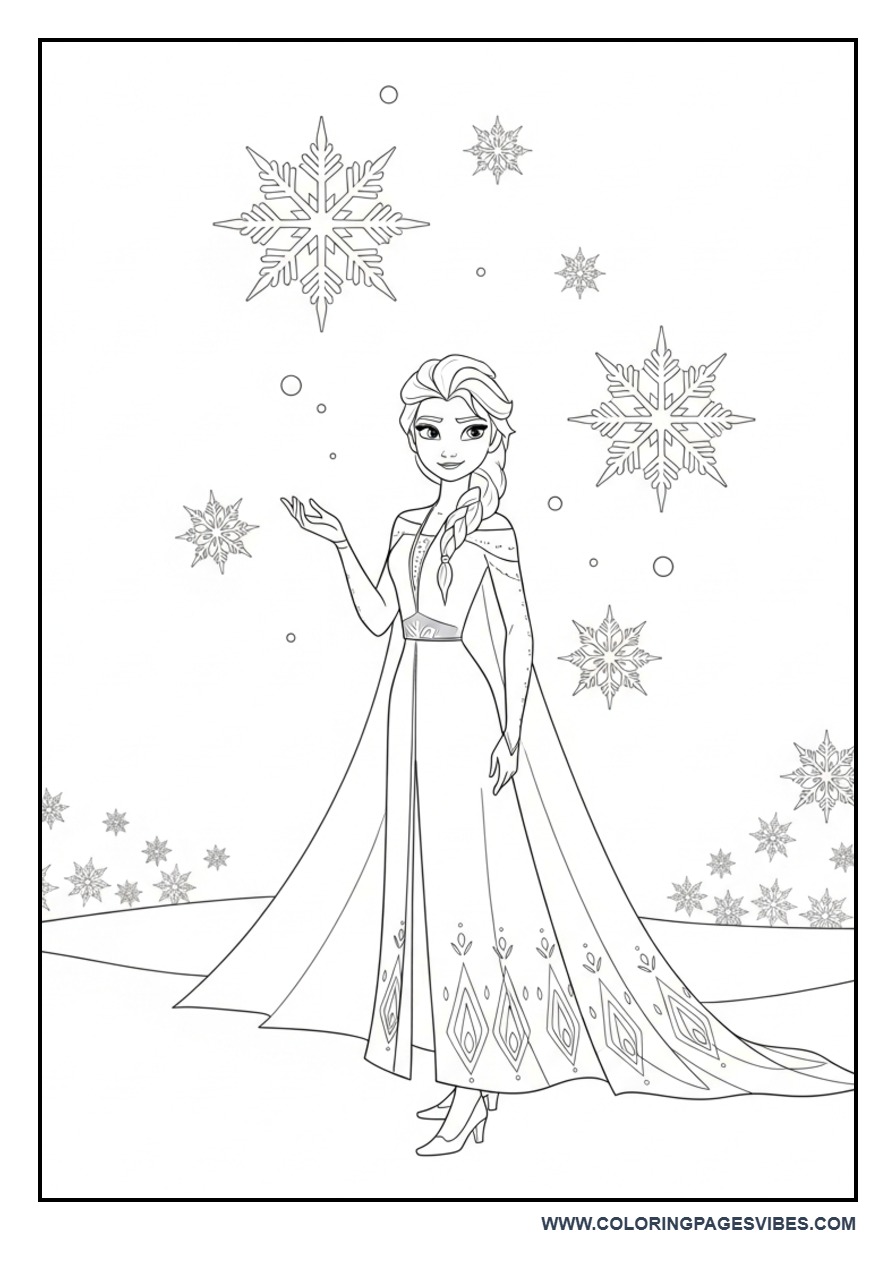 Elsa with Snowflakes Falling