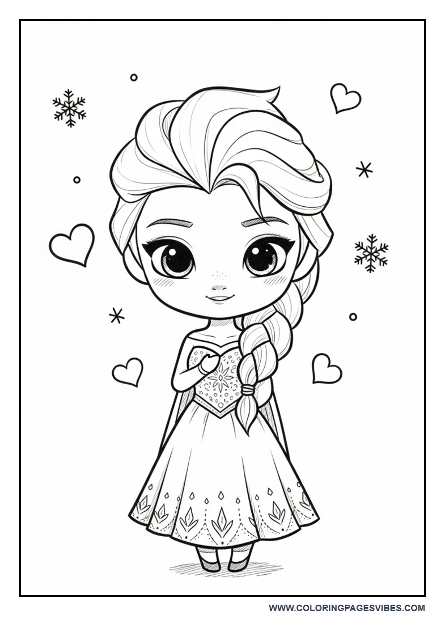 Kawaii Elsa with Heart Shapes