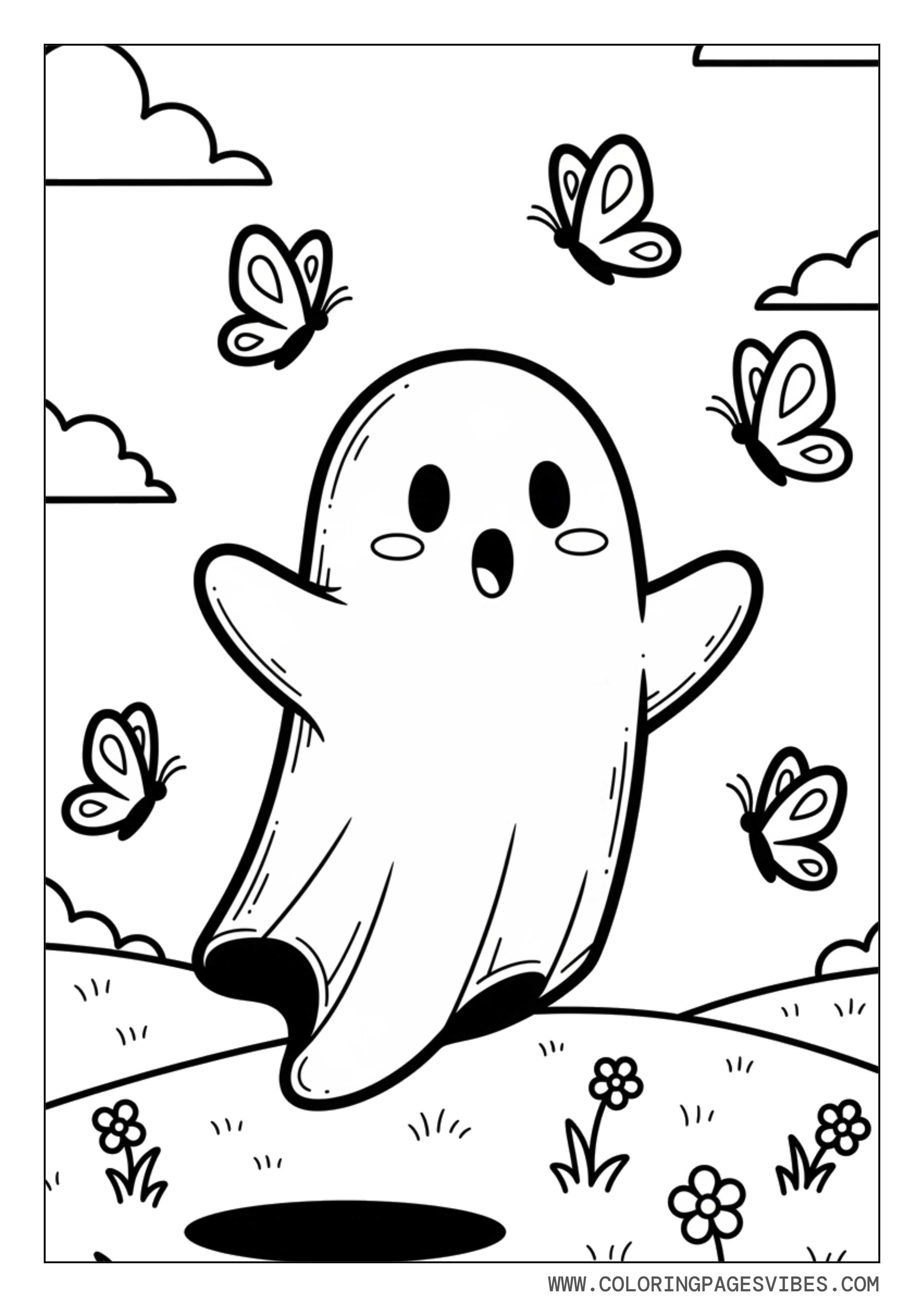 Ghost Flying With Butterflies